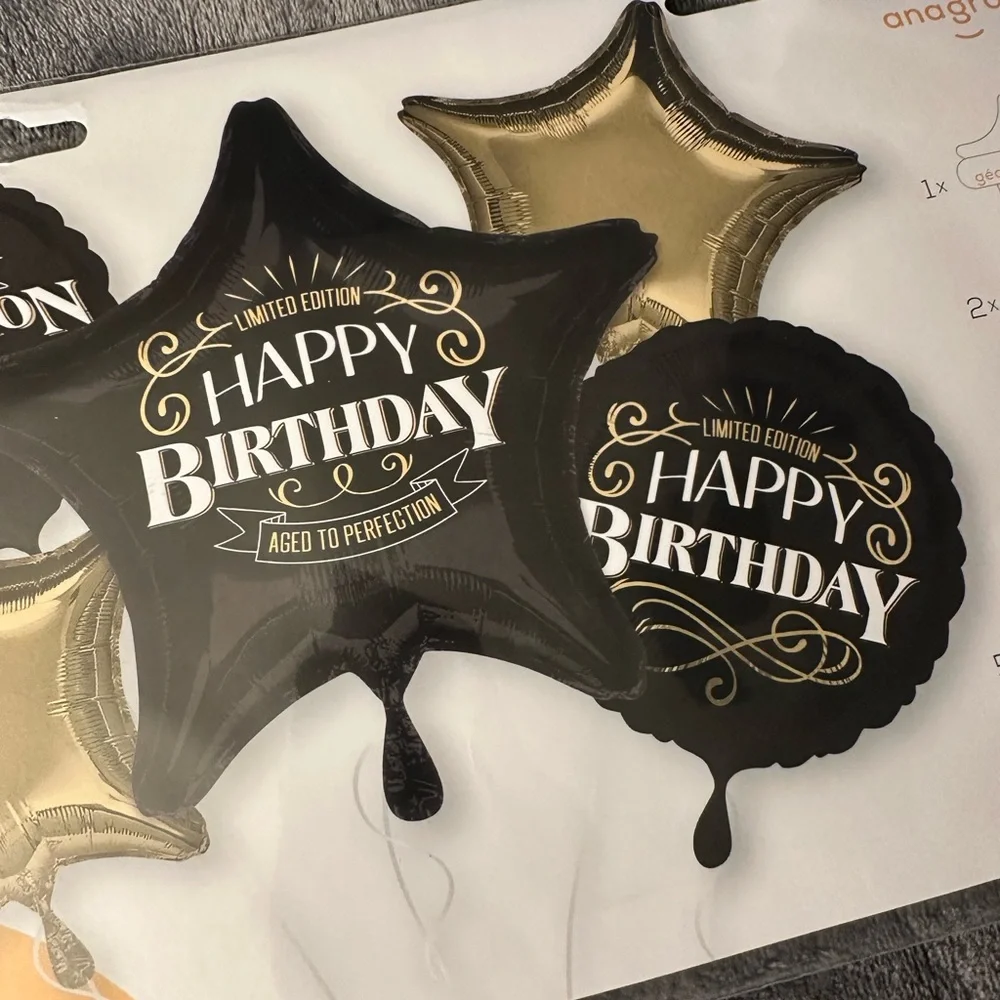 70th Birthday Party Balloons Black Gold Silver Decorations Foil Man Woman Jumbo